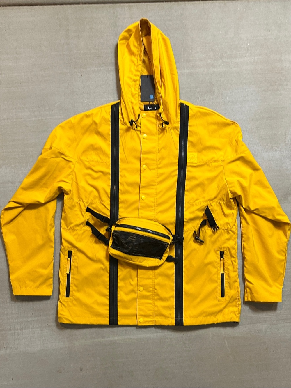 Cookies Men's Yellow Hooded Utility Jacket with Chest Bag